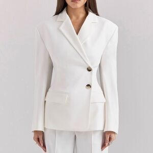 New House of CB white Hudson cinched waist blazer